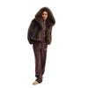 Women Thickened Hooded Brown Faux Fox Fur Winter Warm Coat