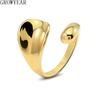 Women's Simple Stainless Steel Shiny Crooked Crisscrossed High Polish Geometric Punk Opening Ring Fashion Lady Jewelry