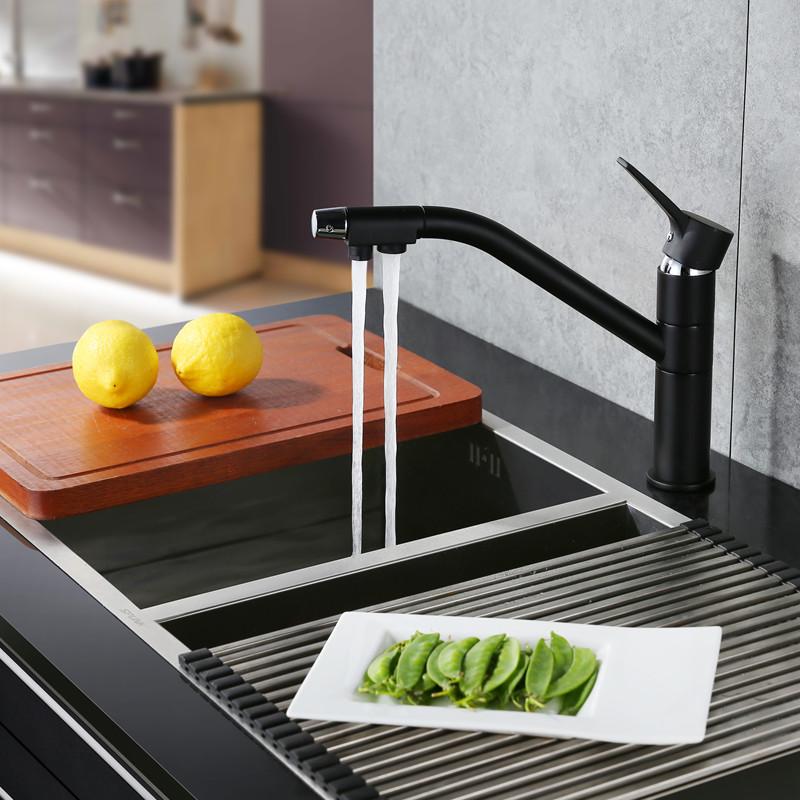 Kitchen Faucet Tri Flow Reverse Osmosis 3 Way Drink RO Water Tap High Quality Wholesale 360 Swivel Chrome Or Matte Black