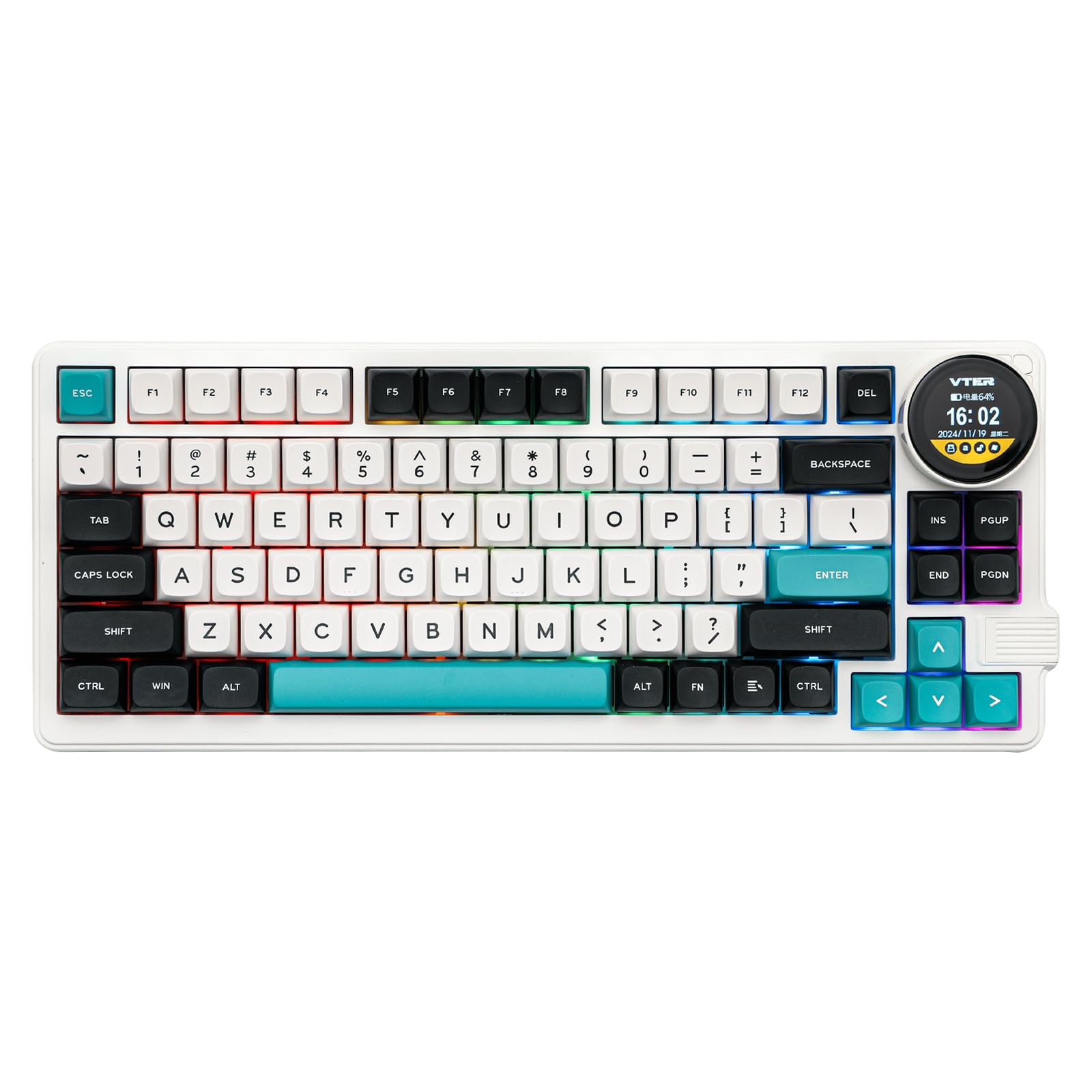 

MechLands Feker K75 Lite Gasket Mechanical Keyboard with Screen and Knobs, Hot Swappable Creamy Keyboard USB-CBT5.02.4G Wireless Gaming Keyboard