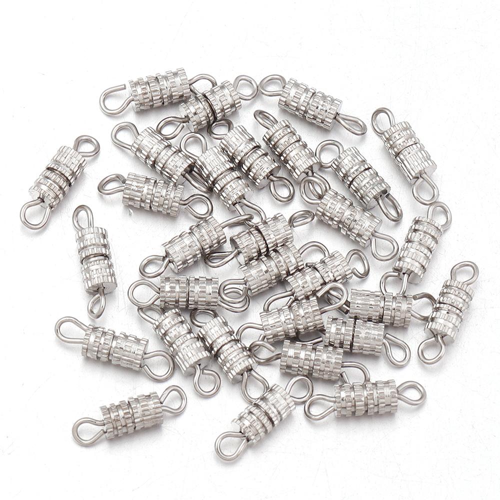 30pcs/lot Metal Cylinder Fasteners Buckle Closed Screw Clasps For Bracelet Connectors DIY Jewelry Making Connectors Accessories