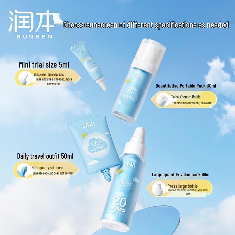 RUNBEN Kids Gentle Outdoor Sunscreen Lotion