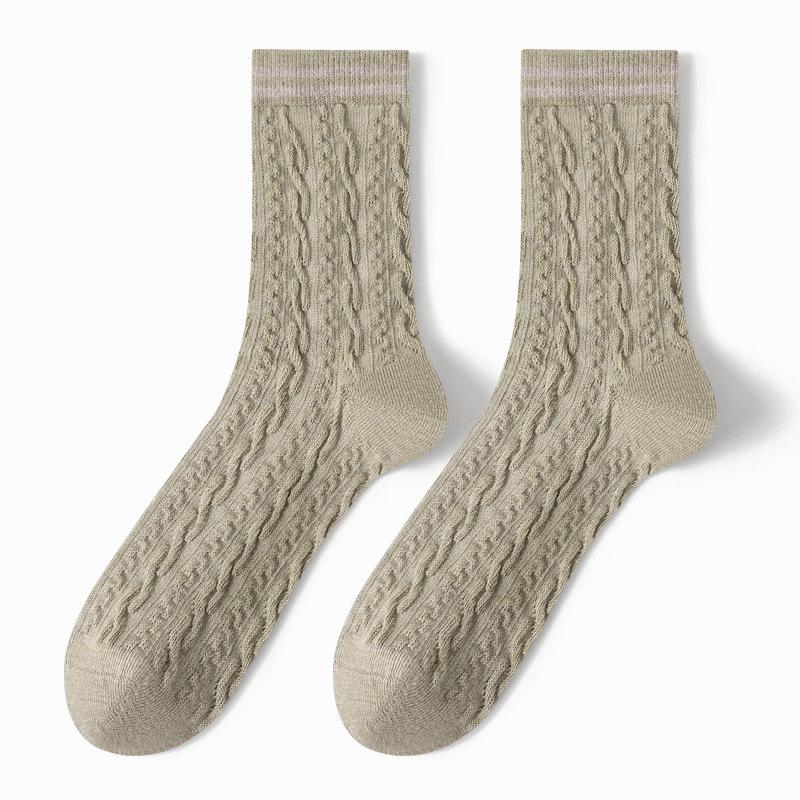 Female Autumn and Winter Trend Twist Anti Bacterial Deodorant Tube Socks