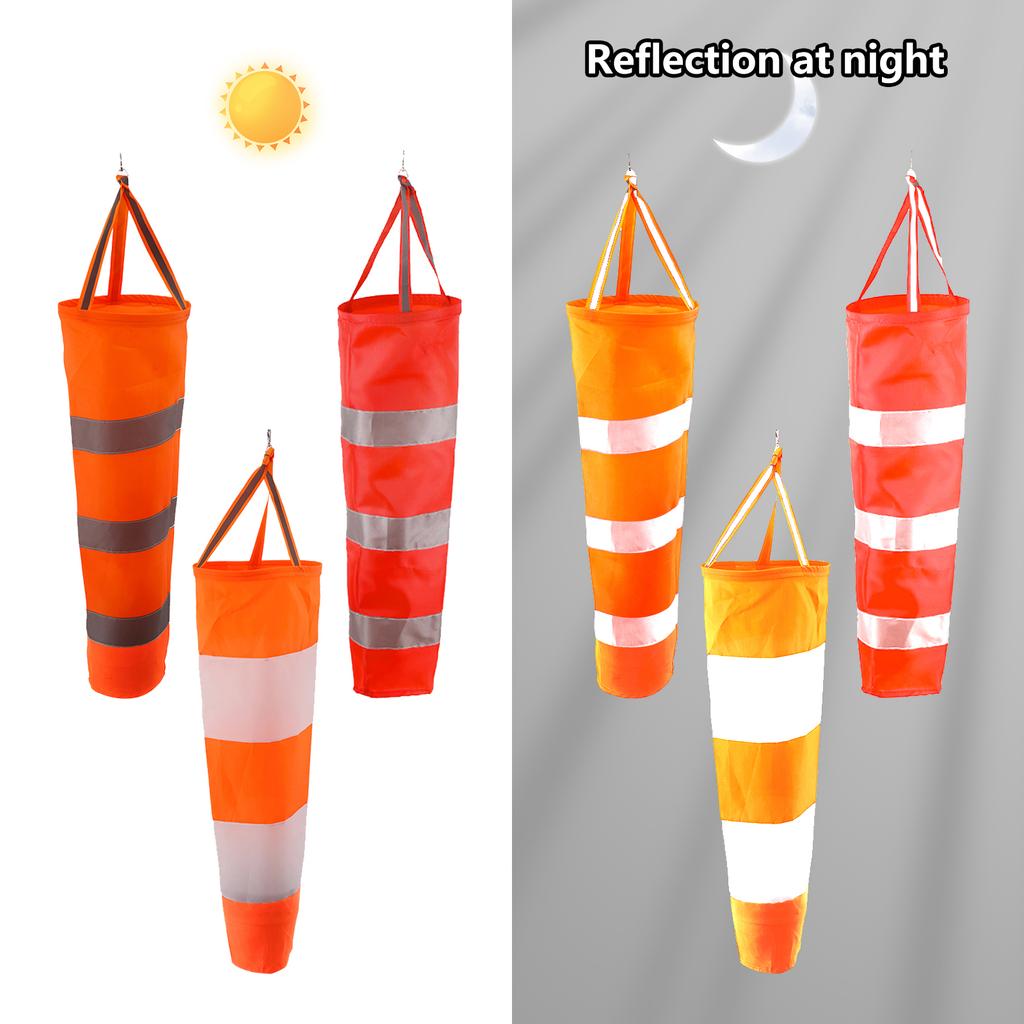 60/80/100cm Windsock Outdoor Wind Direction Measurement Reflective Belt Rip-stop Weather Vane for Airport Aviation Garden Farm