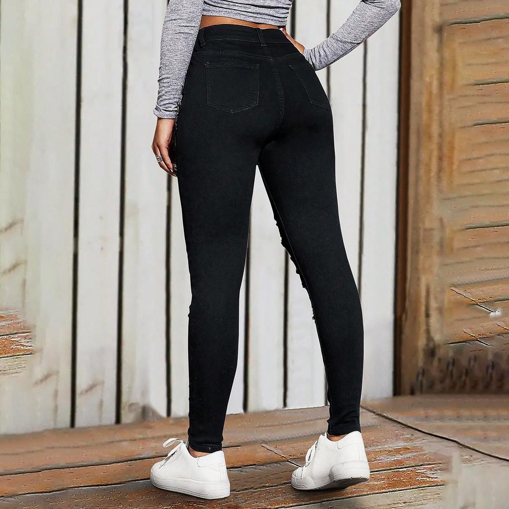 Women's Trousers Large Size Stretch Jeans Loose Semi-Elastic Pants