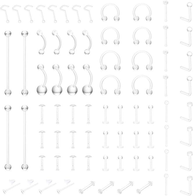 Набор для пирсинга из 76 предметов: Невидимые пирсинги для губ, бровей, пупка и хряща уха