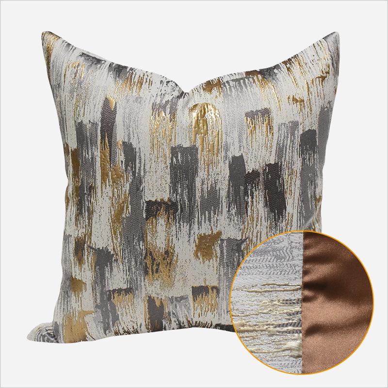Geometrische Kissenhülle in Gold-Kaffee: Moderne luxuriöse abstrakte Kissenhülle für Sofa und Wohnzimmer