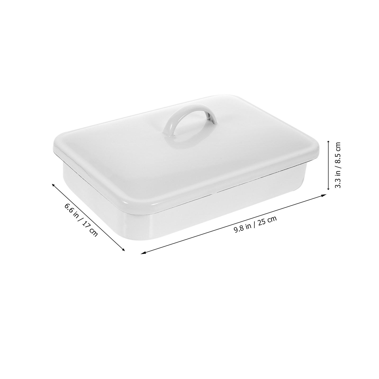 

Food Grade Thickened Enamel Baking Pan with Lid Non Stick Heat Resistant Oven Tray for Pancake Desserts Kitchen