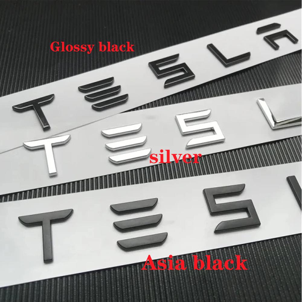 1pcs 3D ABS Logo Tesla Emblem Letters Car Trunk Badge Rear Letter Label Electroplated For MODEL 3 MODEL S X Modified accessories