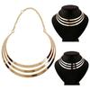 Collier ras du cou en chaîne avec pendentif en demi-cercle exagéré à 3 couches pour femmes
