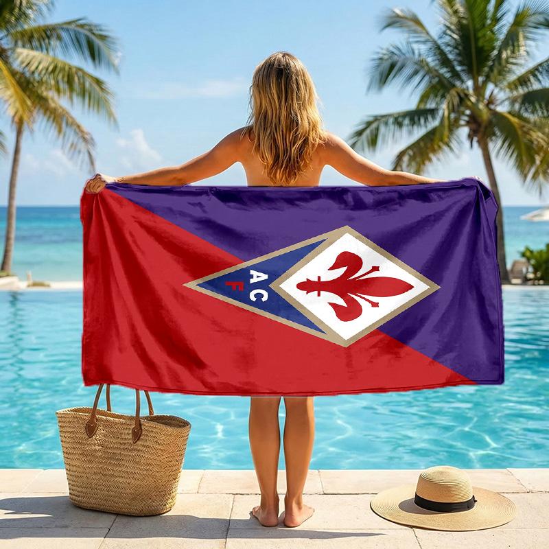 Telo da Spiaggia Asciugatura Rapida Fiorentina FC Stampa Microfibra Assorbente Portatile da Viaggio Asciugamano da Nuoto