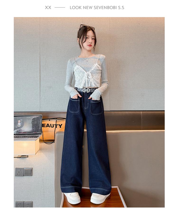 Girls' 2025 Spring/Autumn Fashion Wide-Leg Jeans – Casual and Versatile for Kids