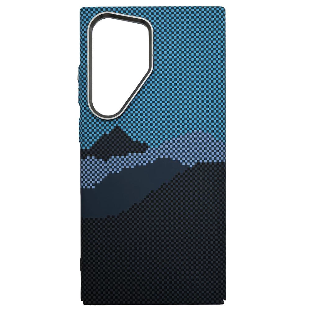 

For Samsung Galaxy S23 Ultra Case Compatible with MagSafe Carbon Fiber Texture Water-Transfer PC Phone Cover Red+Green Checkered Pattern