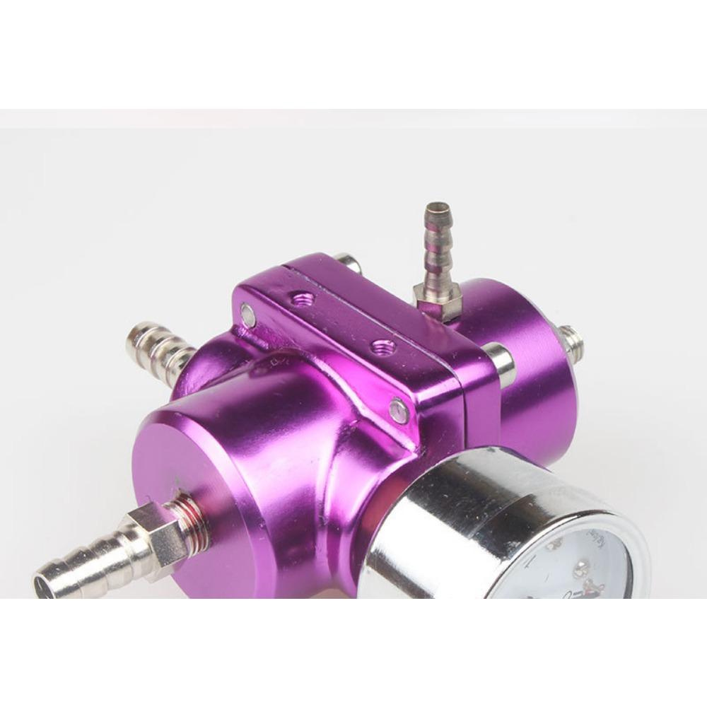 Fuel Pressure Regulator, Aluminum Alloy Universal Adjustable FPR Fuel Pressure Regulator with Pressure Gauge Hose 0-140psi Adjustable