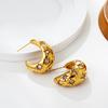 Stainless Steel 18K Gold with Diamonds Octagram Moon Stud Earrings Atmospheric Premium Earrings Earrings