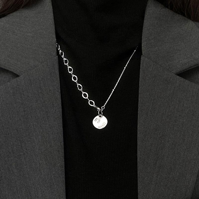 Wishing Bone Round Brand Necklace, Long Sweater Chain, Niche Design, Female Personality, Hoodie Chain, Female