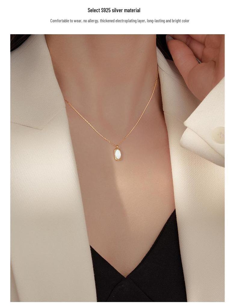 Banyan Tree S925 Silver Retro White Shell Pendant Necklace - High-End 2024 Summer Clavicle Chain for Women