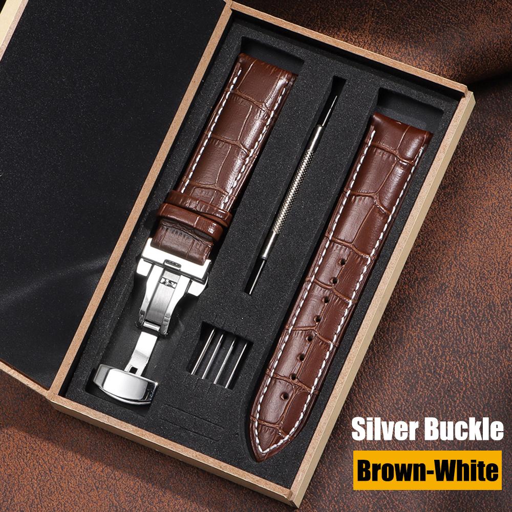 

Ремешок для часов 16мм 18мм 19мм 20мм 21мм 22мм 24мм Ремешок из натуральной кожи Ремешок для часов с коробкой Застежка-бабочка Мужской Женский Ремень Браслет 21mm