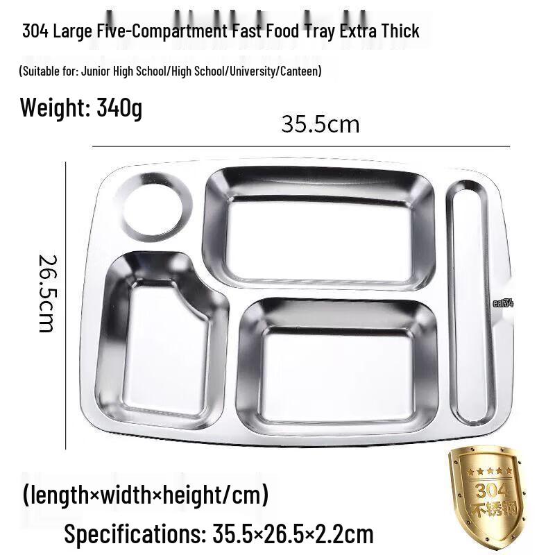 304 Stainless Steel Divided Lunch Plate