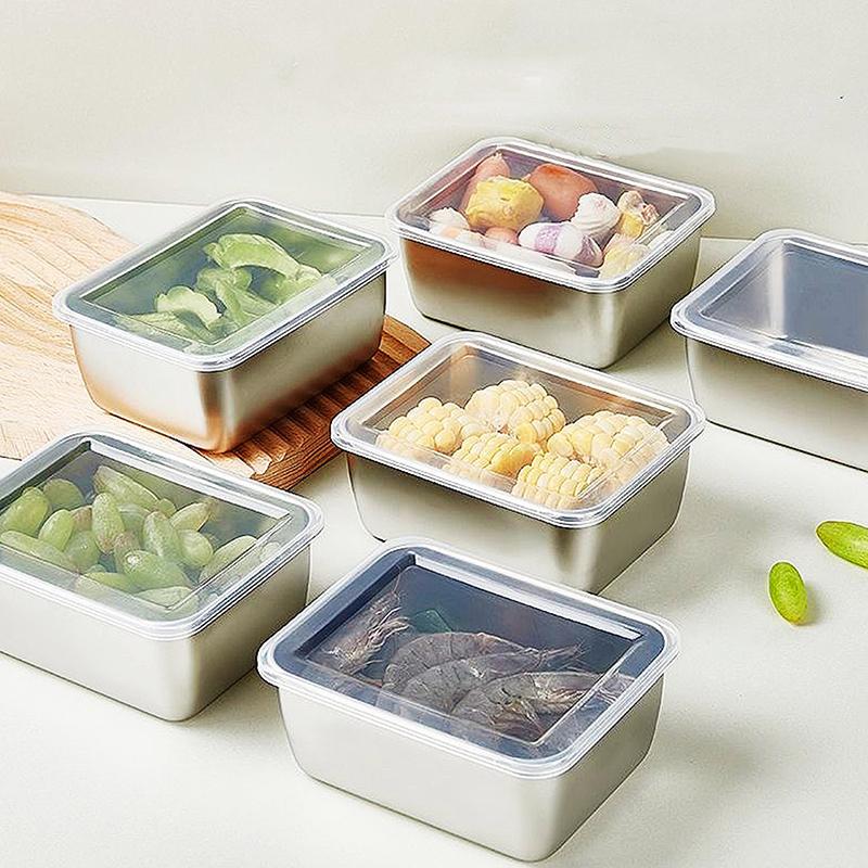600ml nerezová lednička box na uskladnění potravin s plastovým víkem box pro přípravu čerstvosti potravin piknikový box