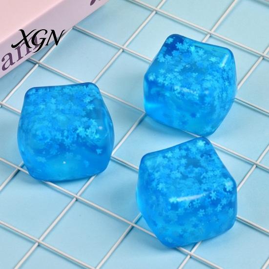 Clear Cube Toy Squeeze with Glitter Snowflake Anxiety Relief Stress Portable Reducer Sensory Soft Stretchy Ice Pinch Party