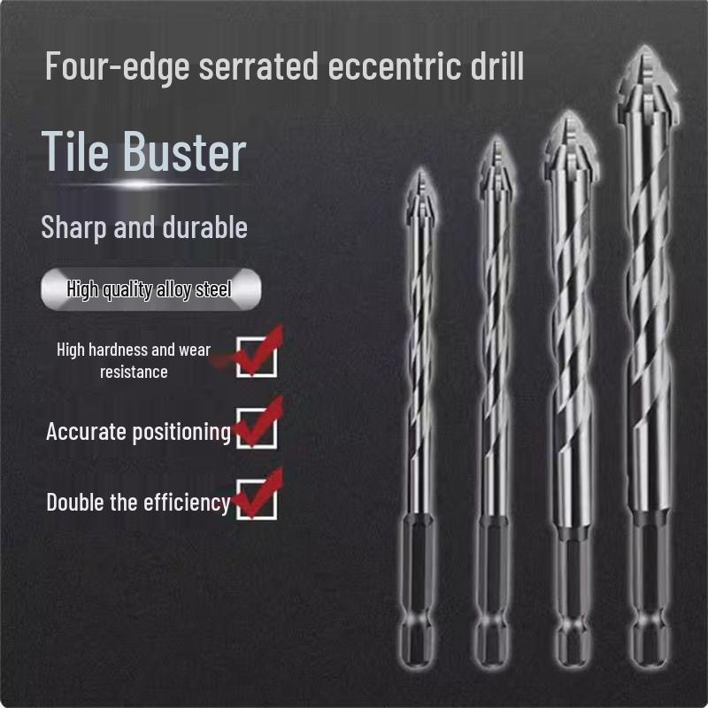 Enhanced Tungsten Ceramic Sawtooth Drill Bit for Tile, Glass, Marble, Concrete, and Stainless Steel