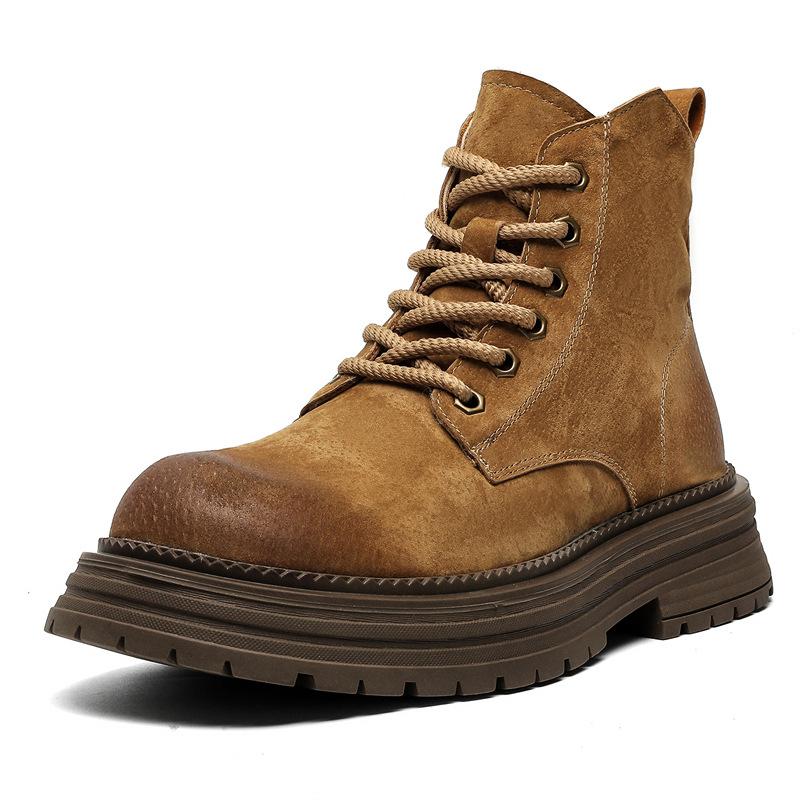 Rhubarb boots men's breathable Martin boots summer 2024 new heightening versatile thick-soled tooling boots 66687-J