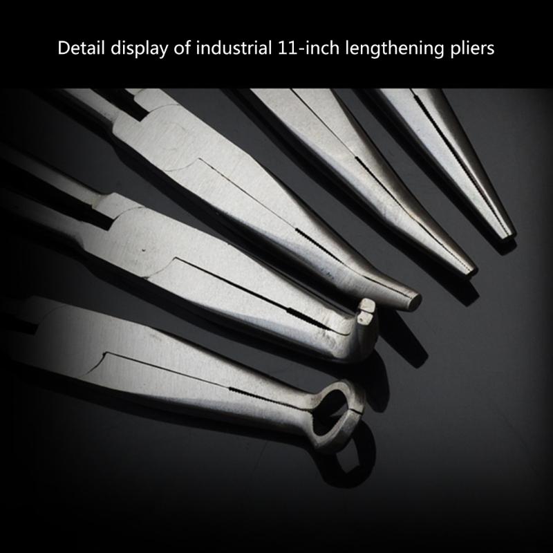 5Pcs 11 Inch Extra Long Nose Pliers Set Straight Bent Tip Mechanic Equipment Hand Tools Clamp Cutter Car Repair Tools