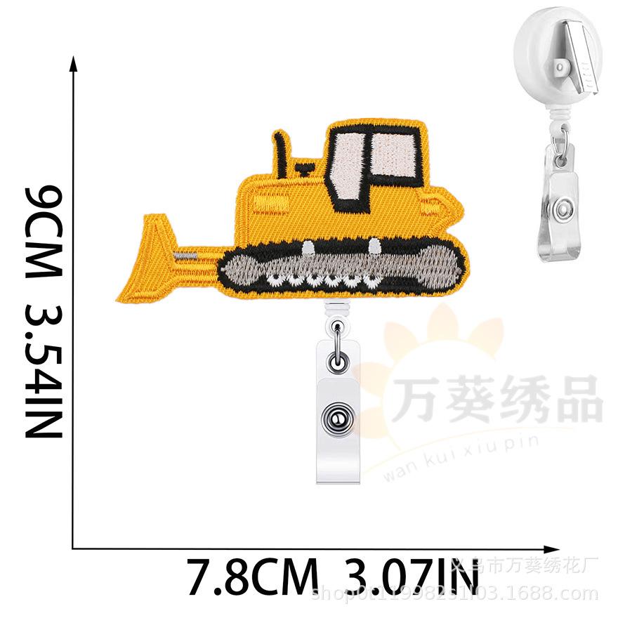 Car Easy-Pull Buckle Embroidery Cloth Sticker Cute Construction Vehicle Clothes Patch Sticker Crocodile Clip Truck Embroidery Chapter Boy