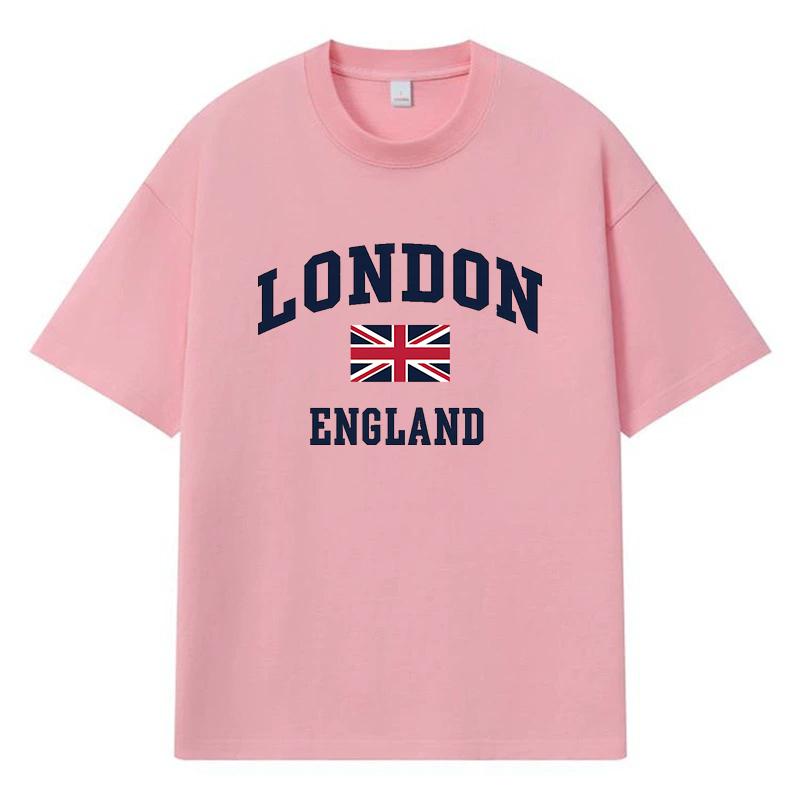 London England Bedrucktes Grafik-T-Shirt Y2k Harajuku Streetwear 100% Baumwolle Lässiges Übergroßes Sommer-Herren-T-Shirt