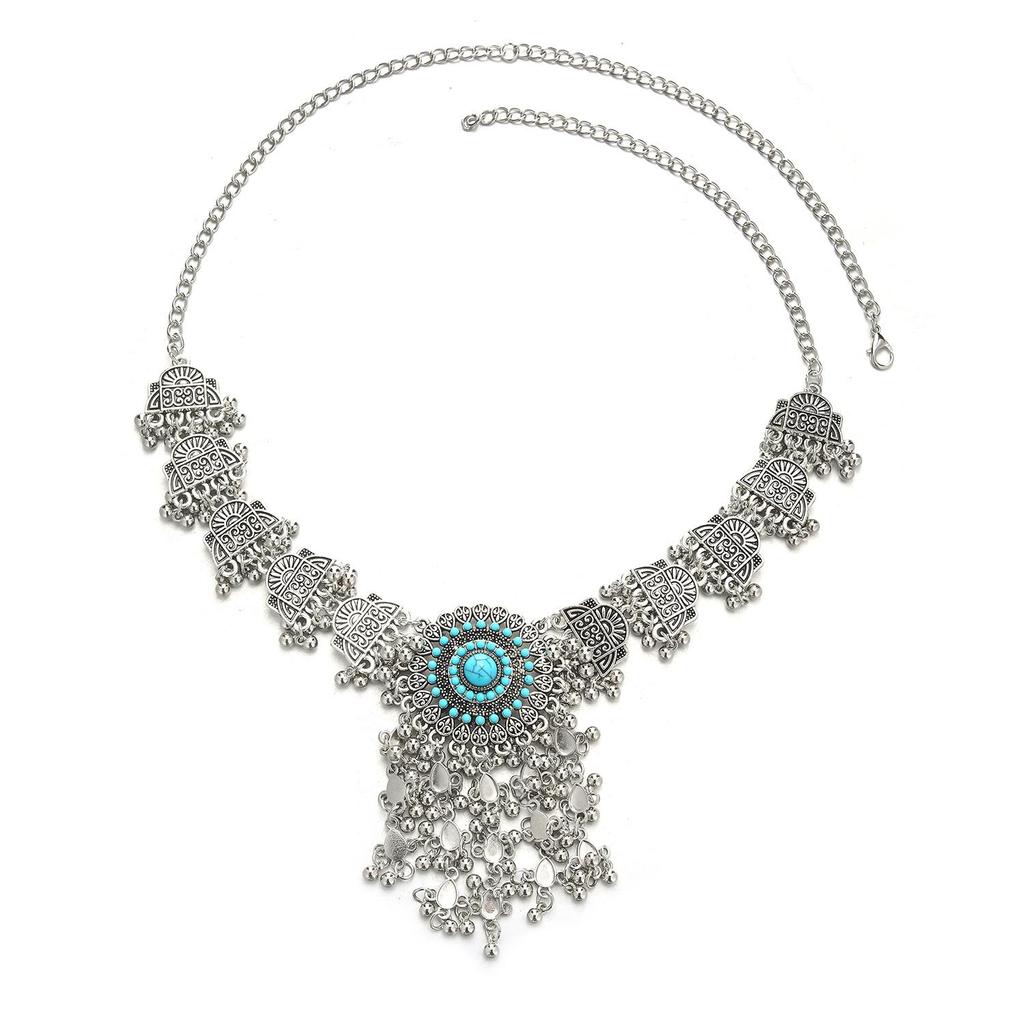 Ethnic Retro Tassel Rhinestone Forehead Chain for Indian Bride