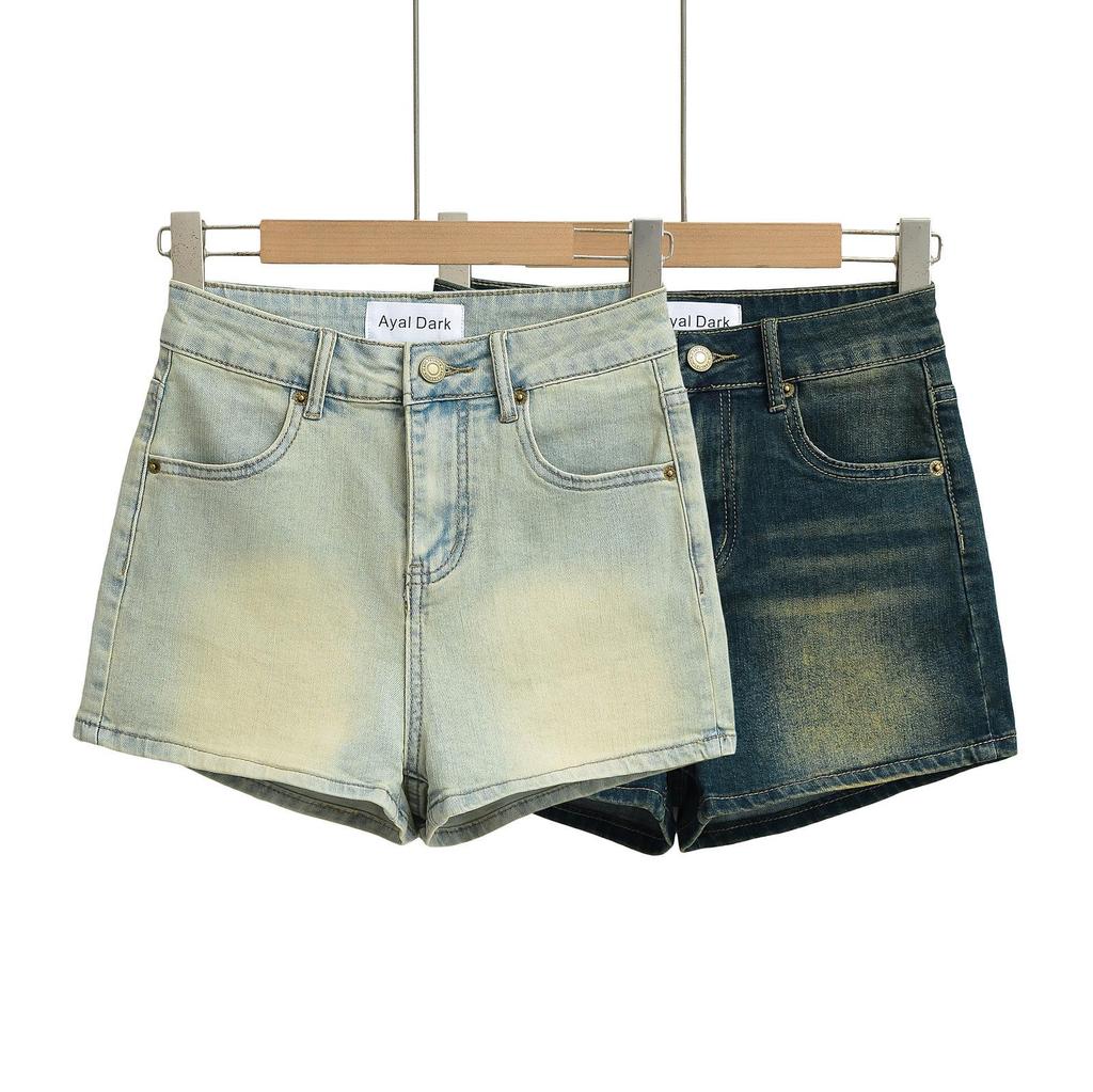 Women's High-Waisted Elastic A-Line American Retro Denim Shorts - Spring & Autumn