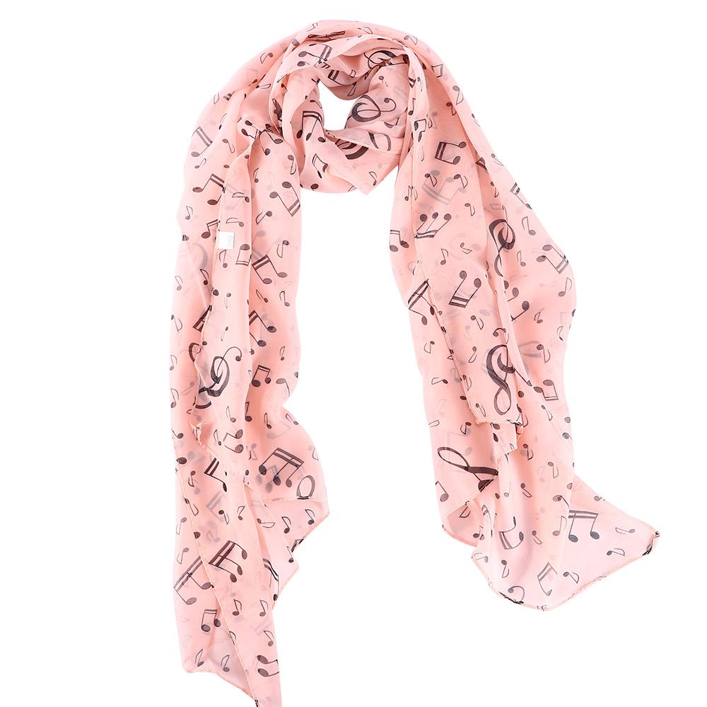 New Fashion Shawl Wrap Korean Style Women Scarf Music Note Printed Lady Chiffon Silk Scarf 4 Colors