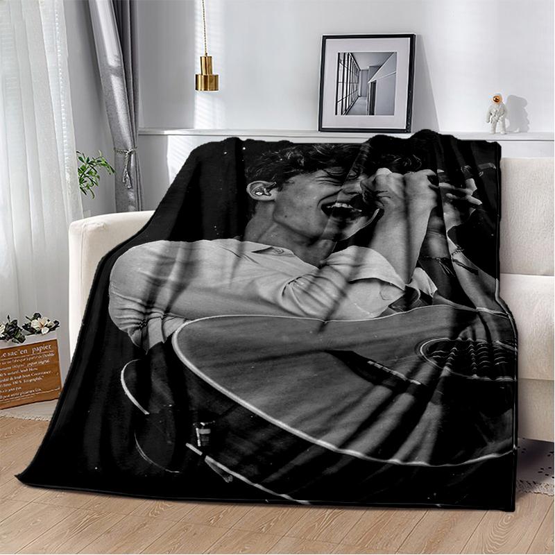 3D Shawn Mendes Handwritten Singer Soft Plush Blanket,Flannel Blanket Throw Blanket for Living Room Bedroom Bed Sofa Kid Gift