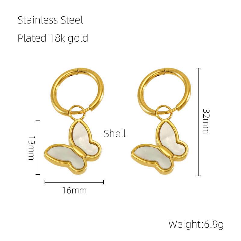 

European and American Design Stainless Steel Butterfly Stud Earrings for Women - Light Luxury Style 18K золотой