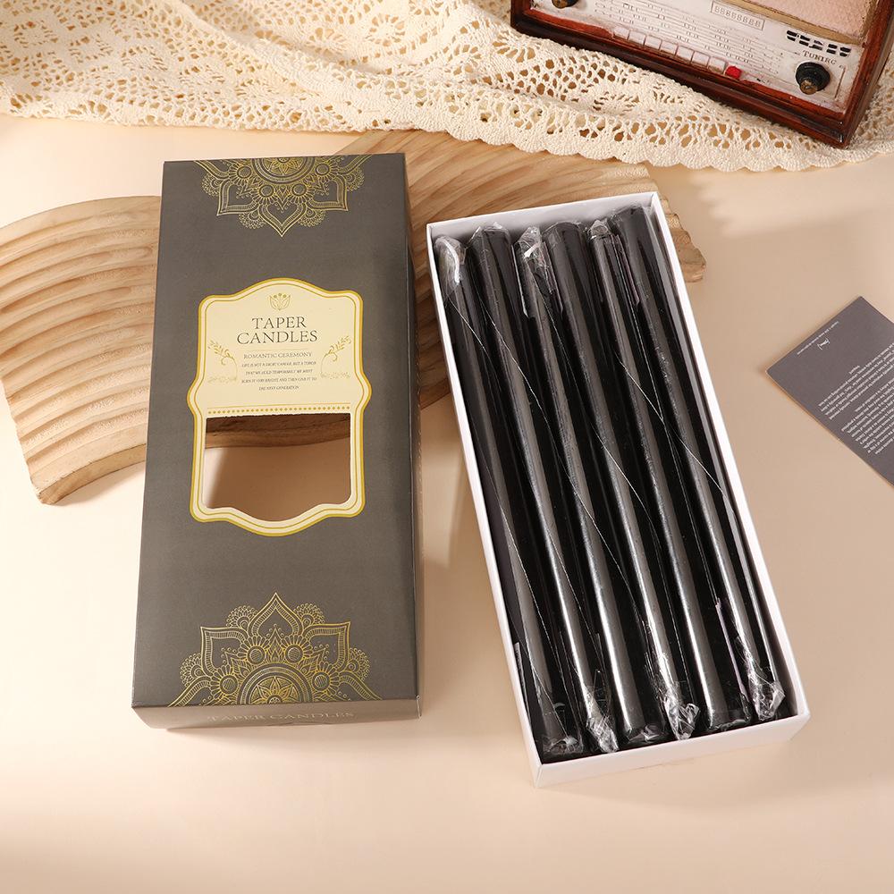 12-pack European Classic Colorful Long-stem Candles for Household Power Outage Emergency Taper-less Candles