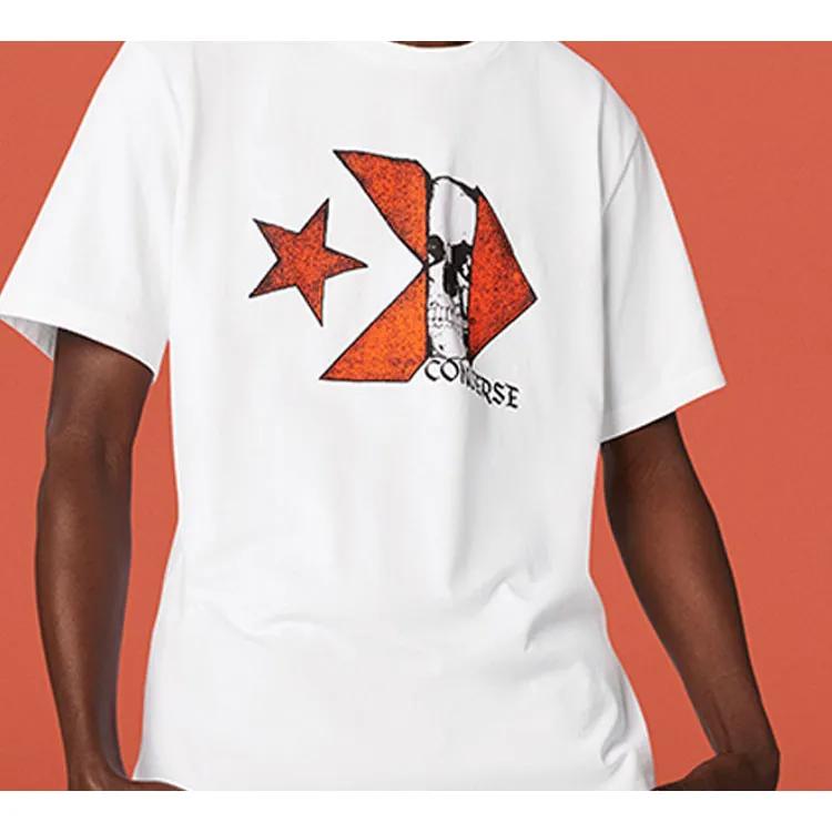 Converse T-Shirts Men's White Crew Neck Moderate Straight Fit (Unisex) T-Shirts 10019893 A03