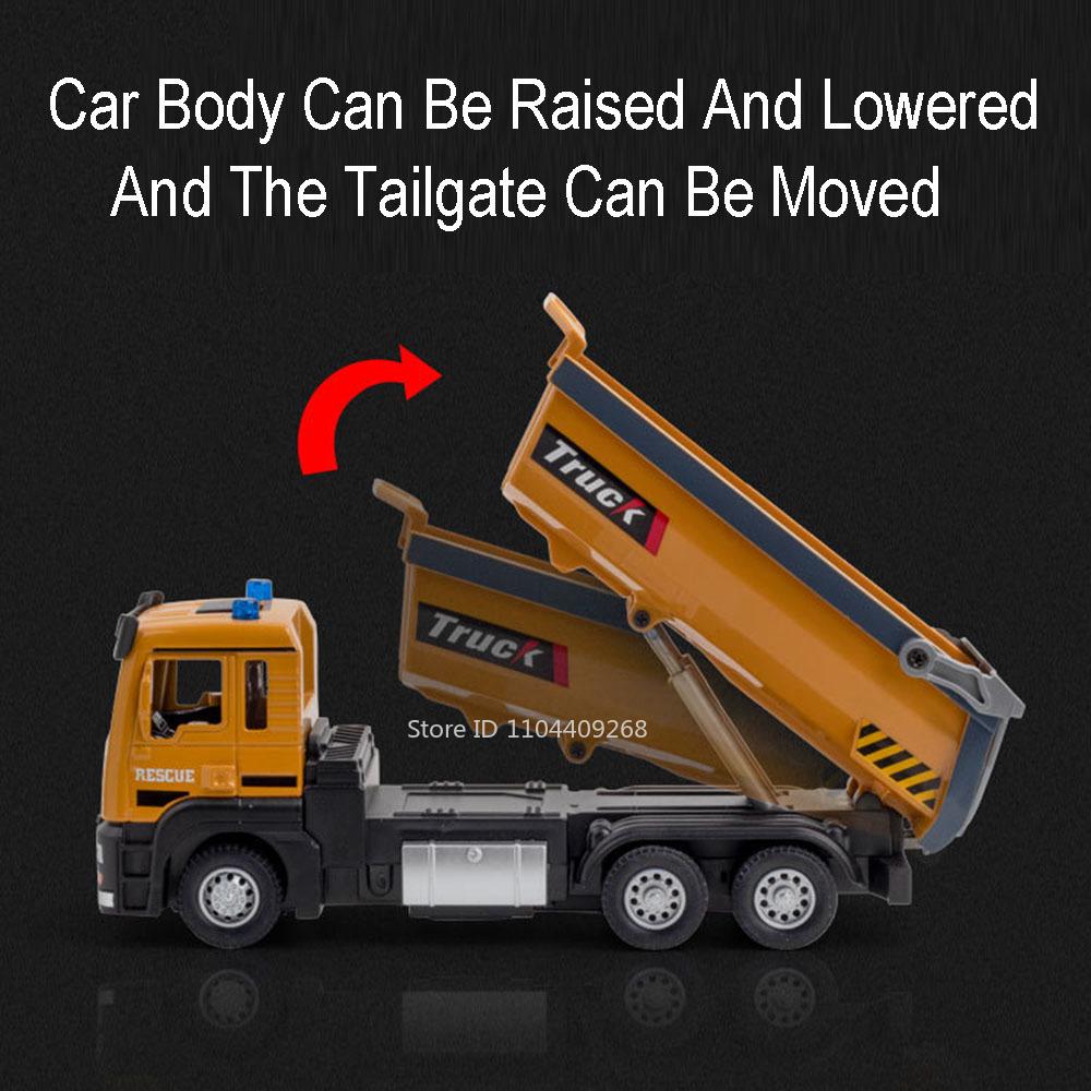 1:32 Dump Truck Military Missile Rocket Launcher Model Toy Car Sound Light Doors Opened Engineering Vehicle Models For Boys Gift