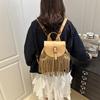 Retro Simple Fringed Backpack Female 2025 New Student Class Commuter Backpack Foreign Style Texture Trendy Schoolbag