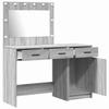 Makeup Table with Mirror Lighting (2 pcs) Gray Particleboard