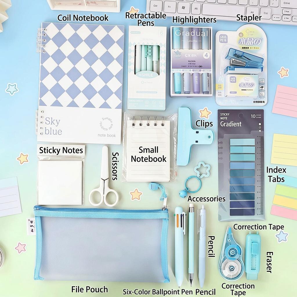 Stationery Gift Box Gift-Ready School Supplies Box Learning Supplies Kit Multiple Colors Children Stationery Set For Primary синий