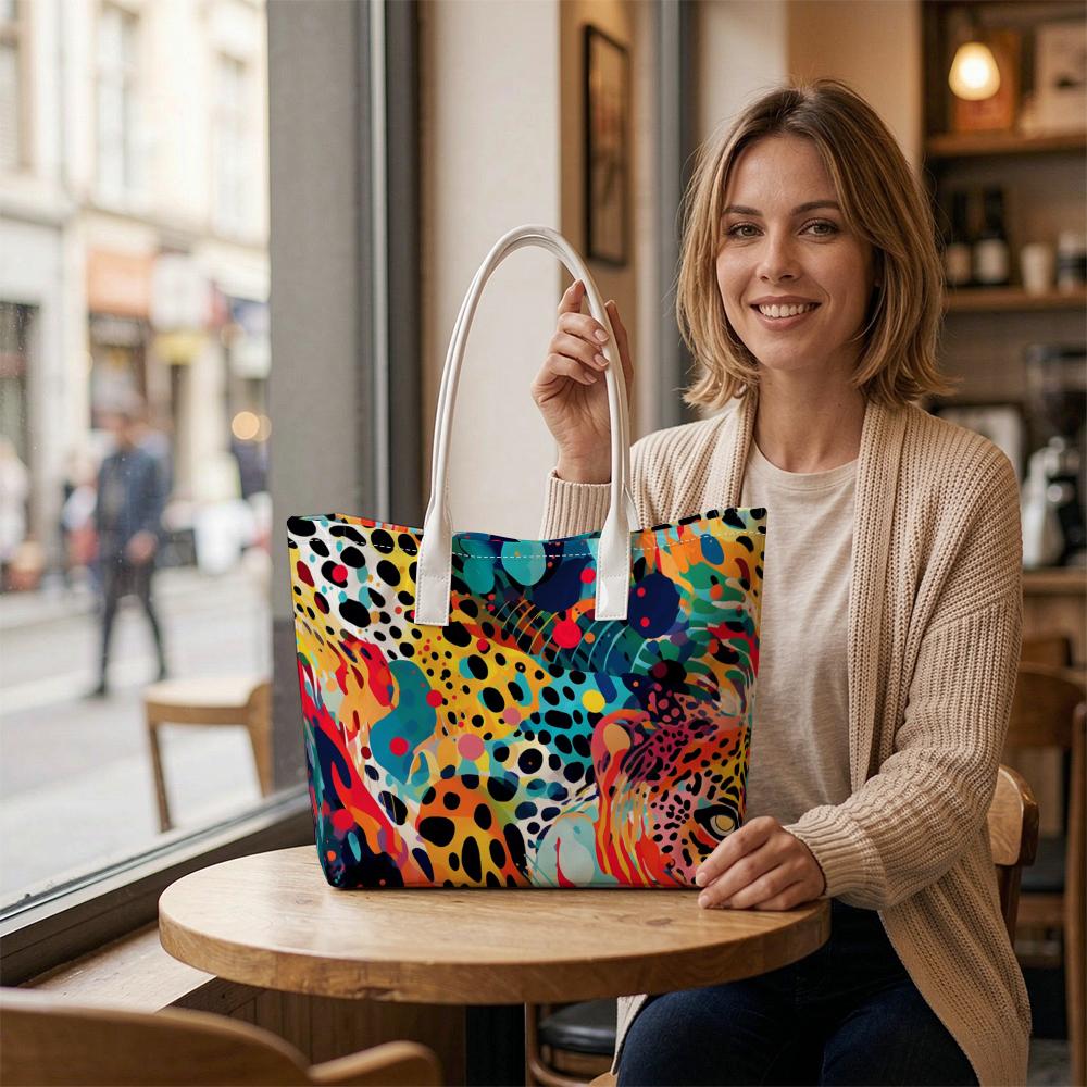 Colorful Leopard Print Tote Bag Stylish Daily Shoulder Bag