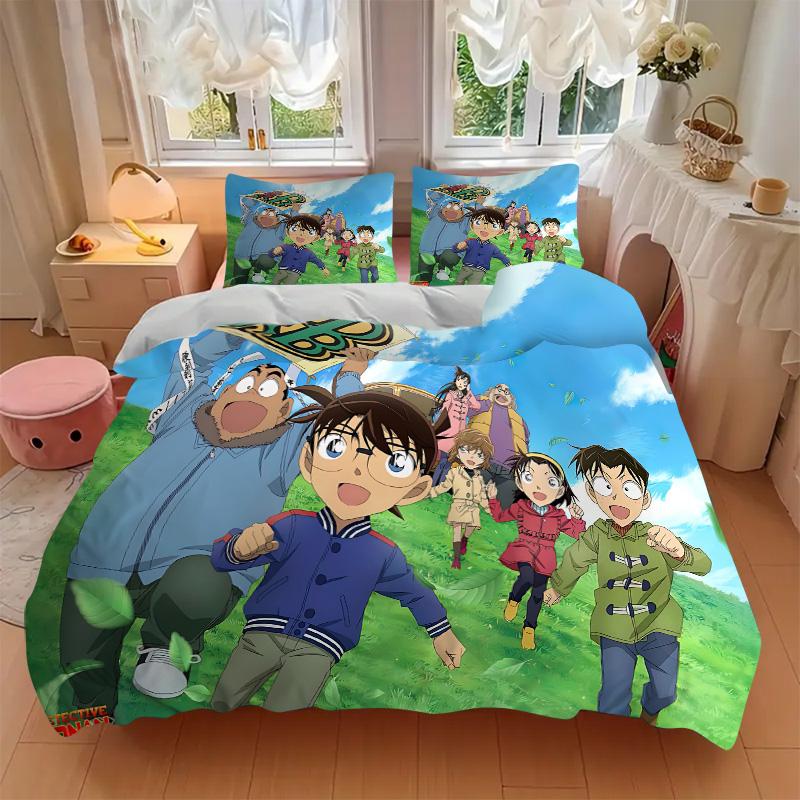 Detective Conan Adventure Print 3Pcs Bedding Setduvet Cover With 2 Bedropillowcase Home Birthday Gift