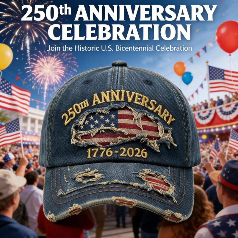 1pc USA 250th Anniversary Commemorative Baseball Cap for Men and Women,retro Washed Adjustable with Sun Protection for Daliywear