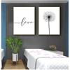 Home Picture Wall Decoration Black and White Dandelion Feathers and Print Letter Love Wall Art Canvas Painting