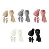 3Pcs/Set Women Winter Hat Scarf Gloves Set Solid Color Elastic Thickened Warm Brimless Hat