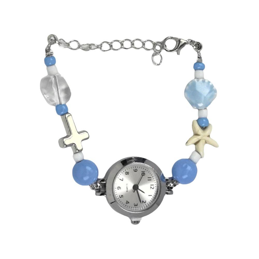 Adjustable Bracelet Watch Starfish Shell Quartz Watch New Ceramic Beaded Bracelet Watch  Gift