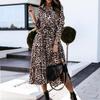 Herbst Winter Langarm V-Ausschnitt Mode Print Langes Kleid Bequem Leicht Hohe Wiedererkennung Elegant Schlankmachend Schmeichelhafte Passform