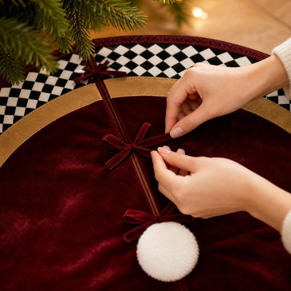 Christmas Tree Skirt, Festive Holiday Decoration for Living Room and Christmas Party