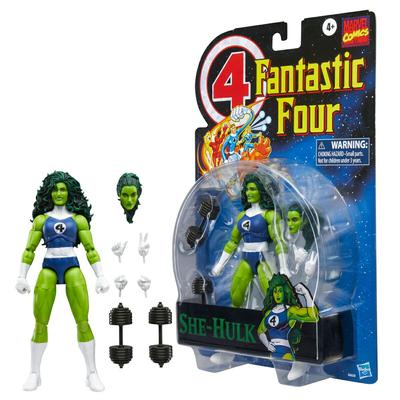 Hasbro MARVEL Comics She-Hulk Retro Blisterpackung 15 cm Größe Actionfigur Nachbildung Fantastic Four Offizielles Produkt.